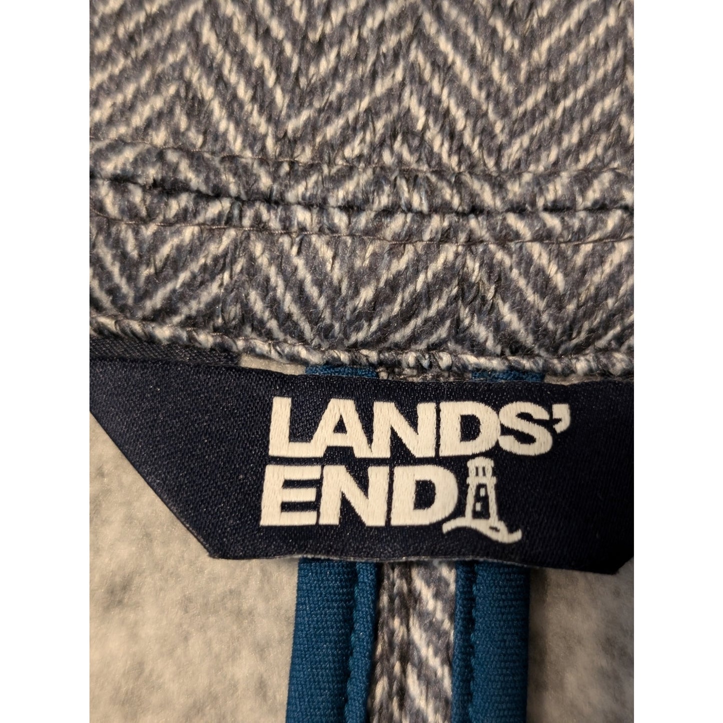 Lands' End Gray Chevron-Herringbone Fleece-Lined One Button Blazer Womens Sz 2X