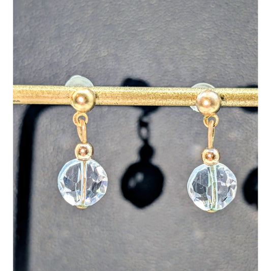 Vintage Gold Tone Crystal Bead Drop Dangle Earrings