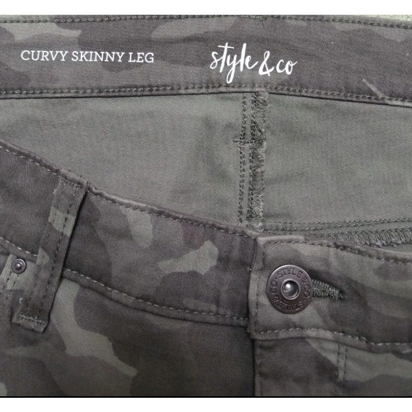 Style & Co Curvy Skinny Leg Camo Jean Womens Plus Size 16W