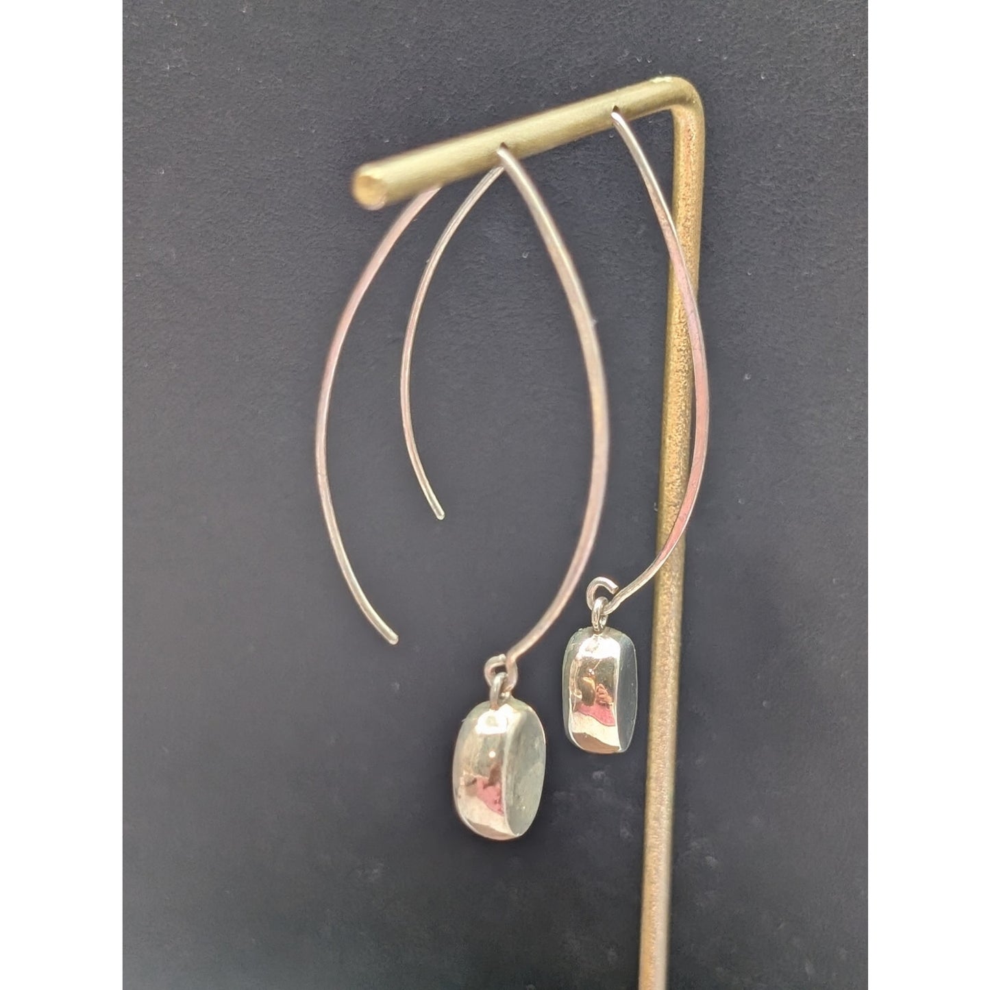 925 Sterling Silver Long Wire Bead Dangle Earrings