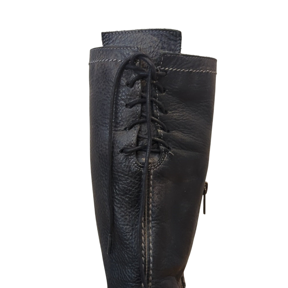 Bed Stu Distressed Brown Leather Surry Zip Lace at Back Boots Women's Sz 7.5