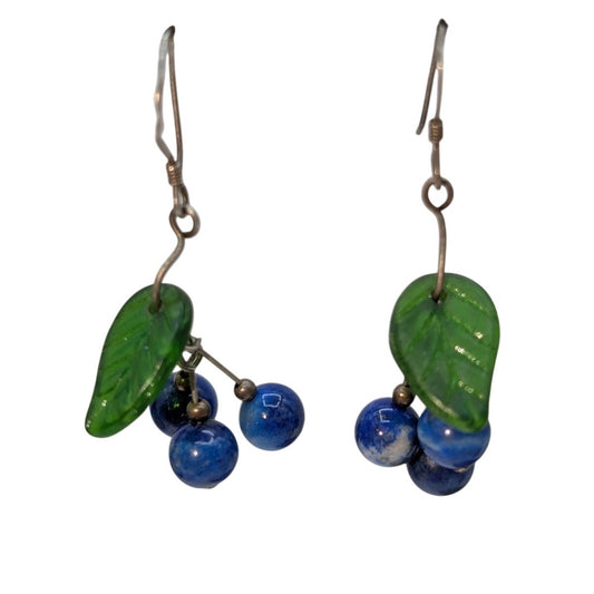 Vintage Gemstone Blueberry Dangle Earrings