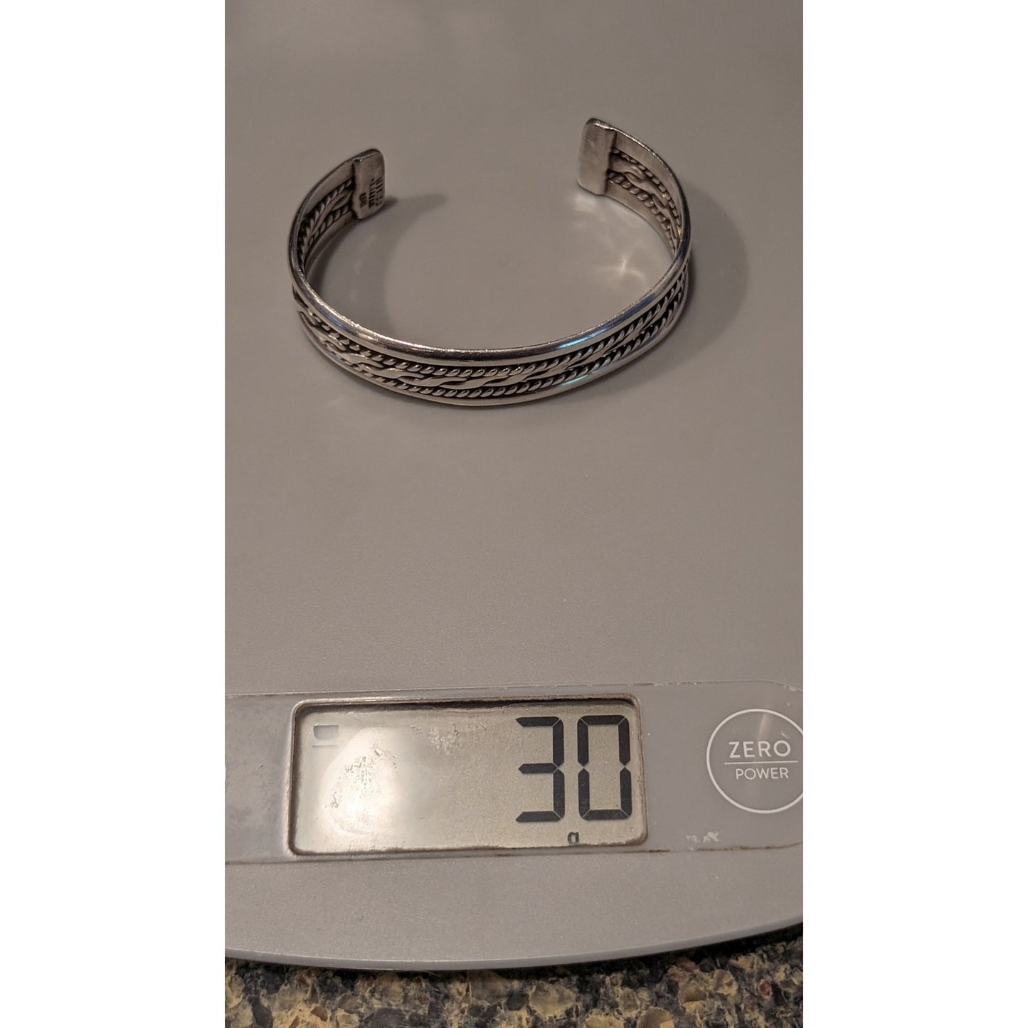 Signed Mexico 925 Sterling Silver Braided Cuff Bracelet W/ Serial Number