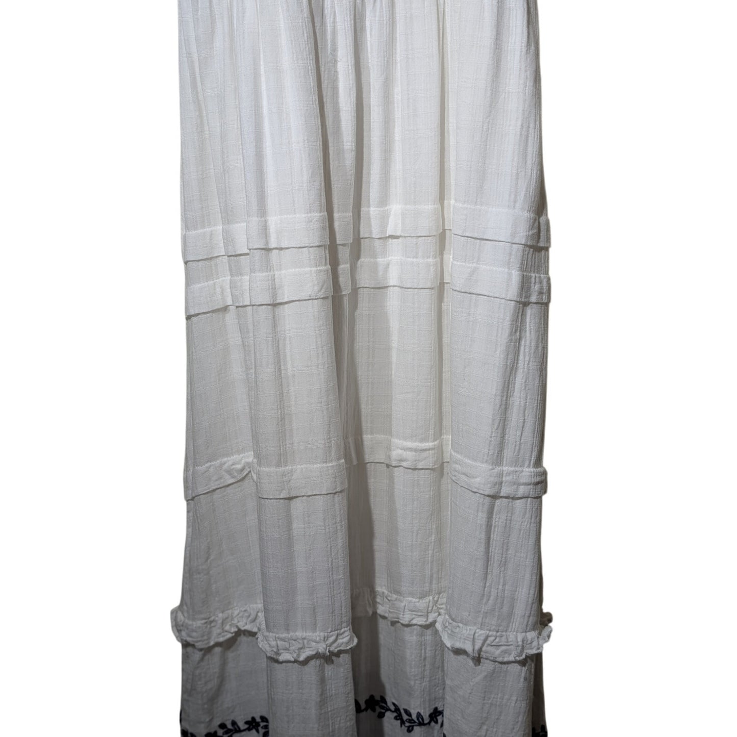 Draper James RSVP White Blue Embroidered Smocked Bodice Tiered Maxi Dress Sz XL