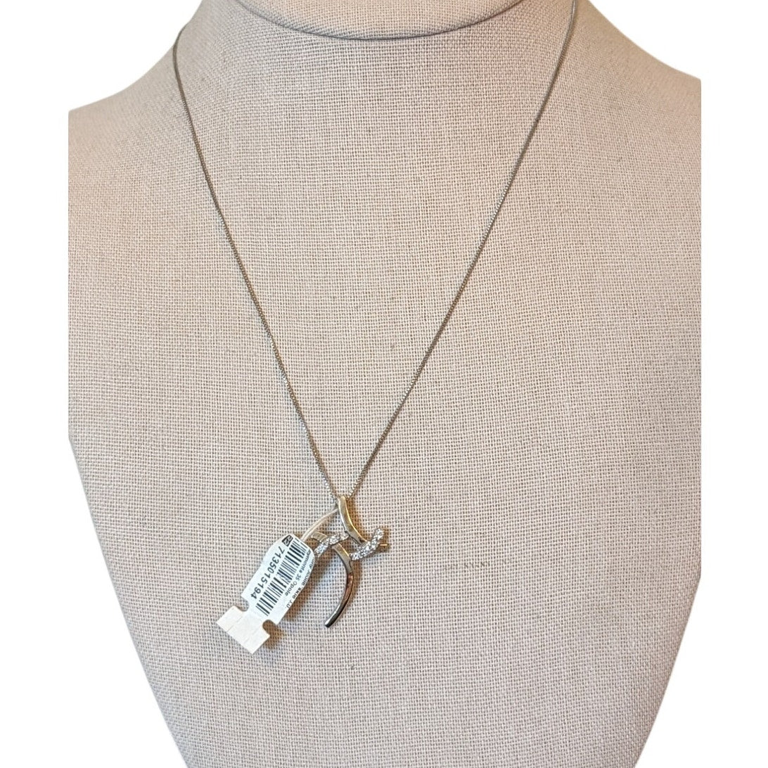 NWT Abstract 925 CZ Pendant on 925 Sterling 18" Box Chain Necklace