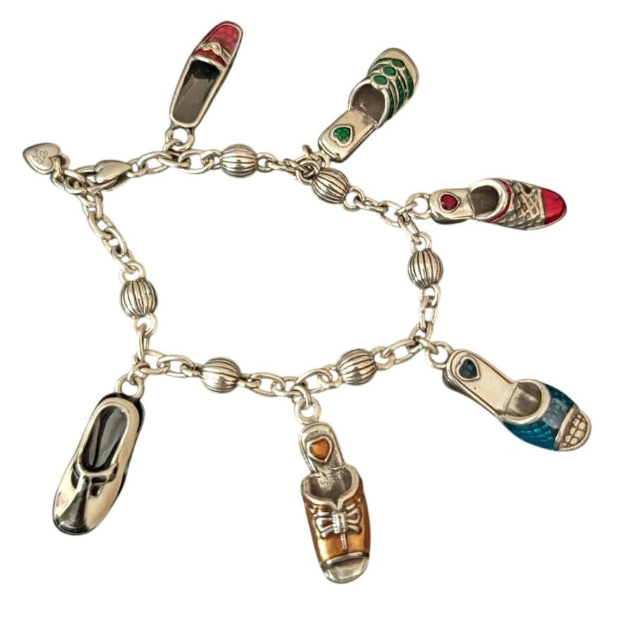Brighton Vintage Retired Enamel Shoe Charm Bracelet