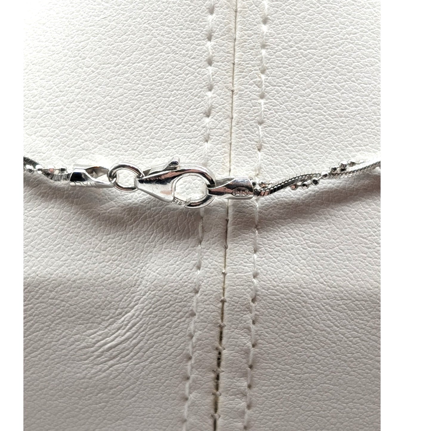 925 Italy Sterling Silver Square Snake Bead Ball Wrapped Chain 16" Necklace