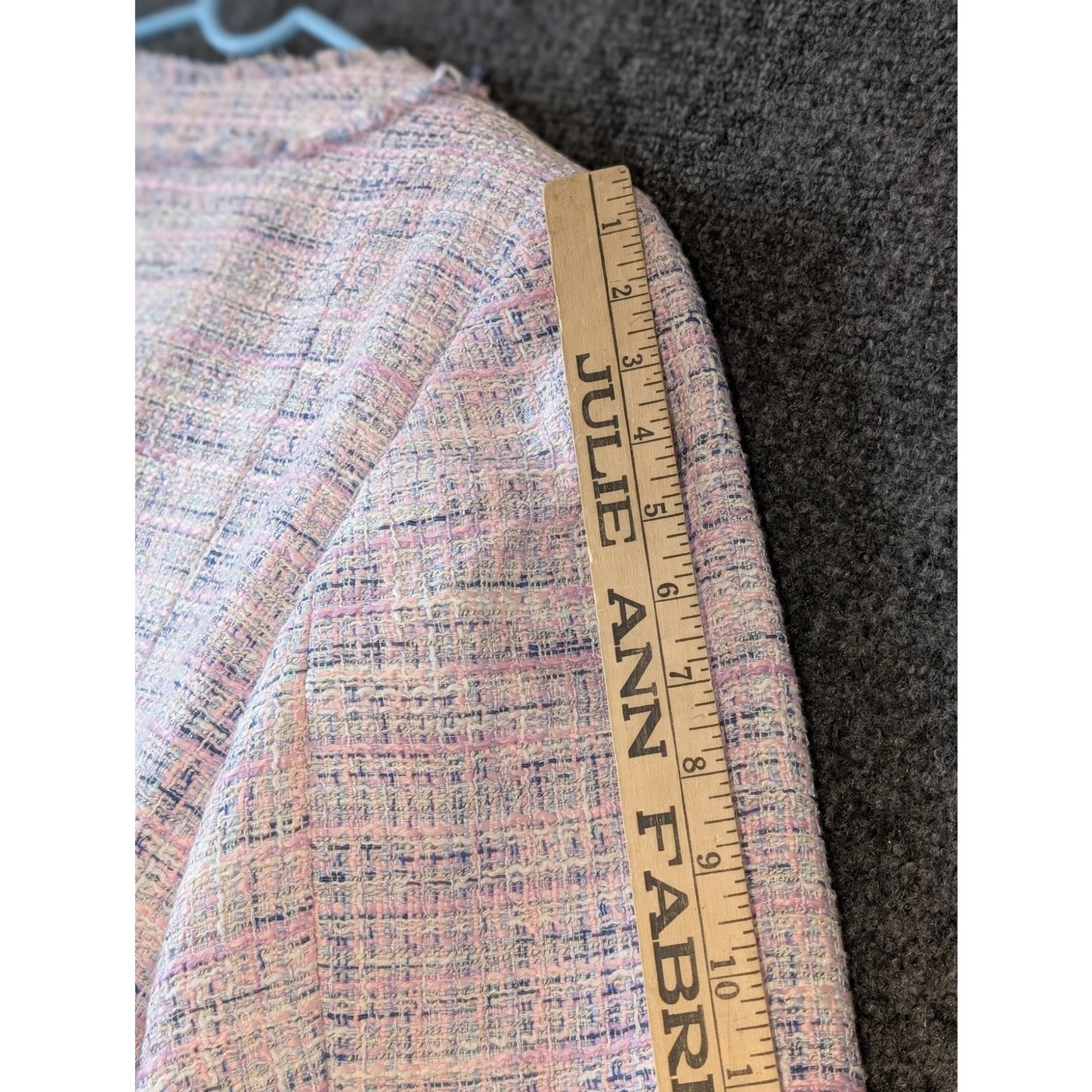 Talbots Blue Pink White Fringe Tweed Boxy 3/4 Sleeve Blazer Jacket Womens 16W