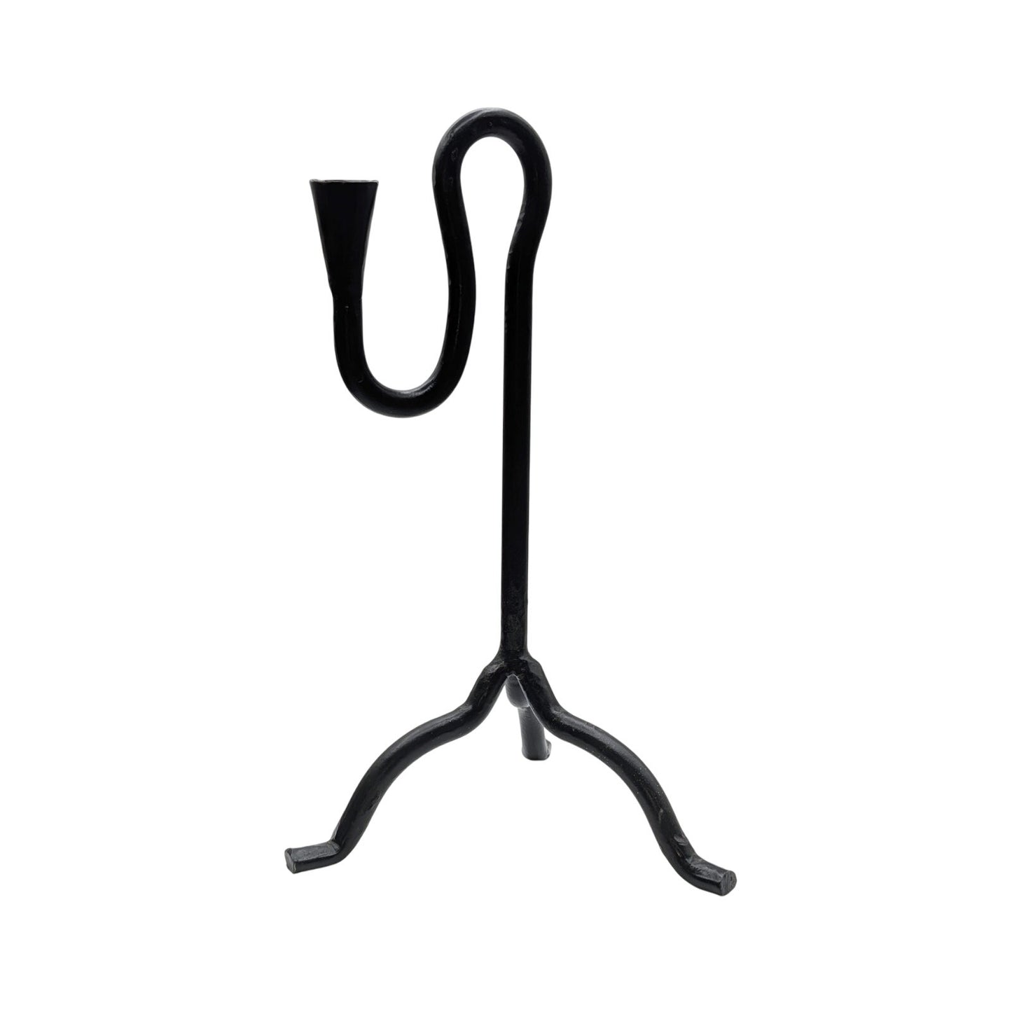 Hand Forged Wrought Iron Blacksmith Made Mid-Century Modern Candlestick Holder