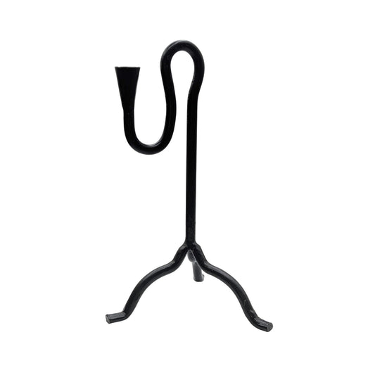 Hand Forged Wrought Iron Blacksmith Made Mid-Century Modern Candlestick Holder