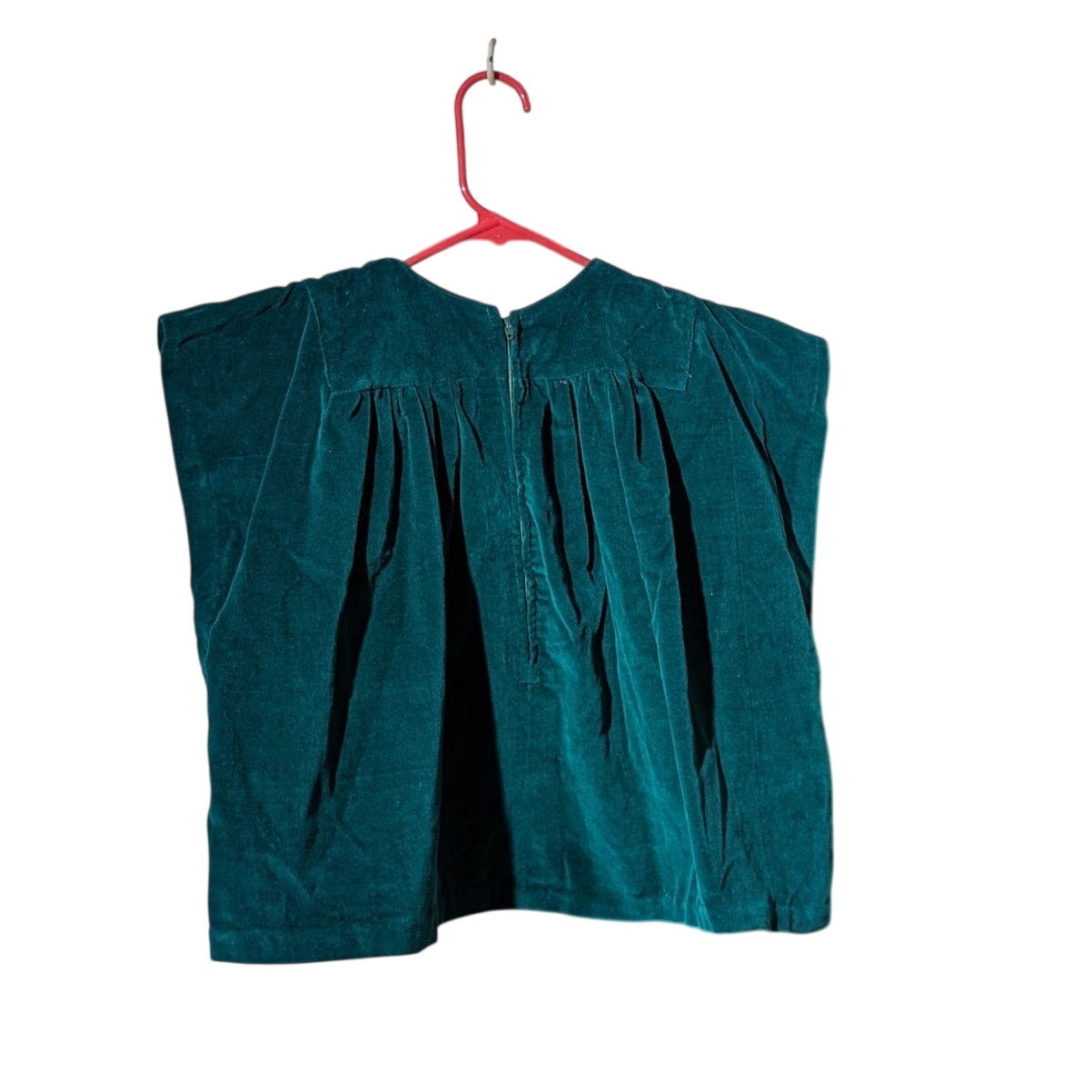 Vintage Homemade Green Velvet Embroidered Mtn. Scene Topper Juniors XS