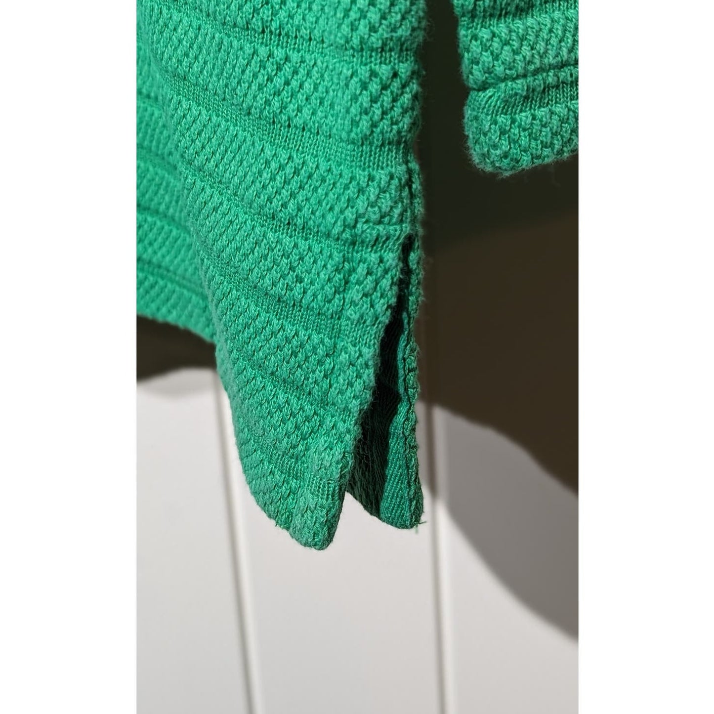 Talbots Green Textured Cotton Pullover V-Neck Tie Top Womens Sz S