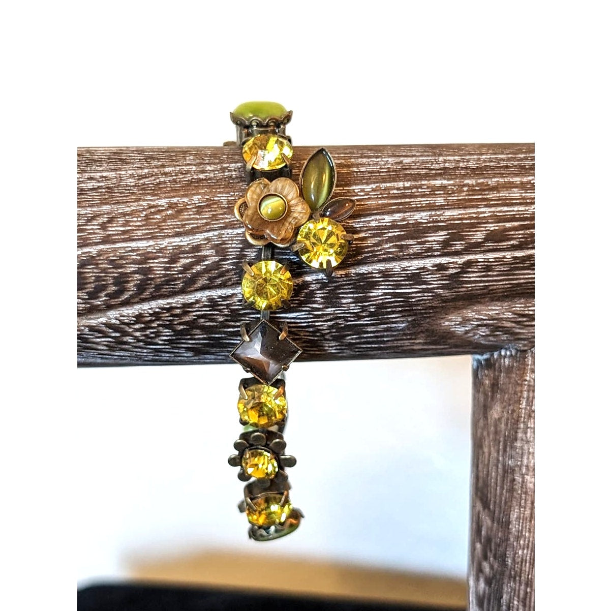 LaContessa by Mary DeMarco Vintage Green Rhinestone Bracelet