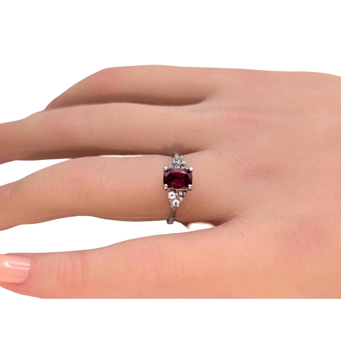 VTG 2.4g STS Chuck Clemency 925 Sterling Silver Ruby White Spinel Ring Size 6