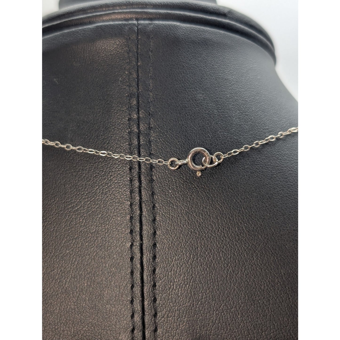 Vintage 925 Sterling Silver Genuine Pearl Pendant 18" Necklace
