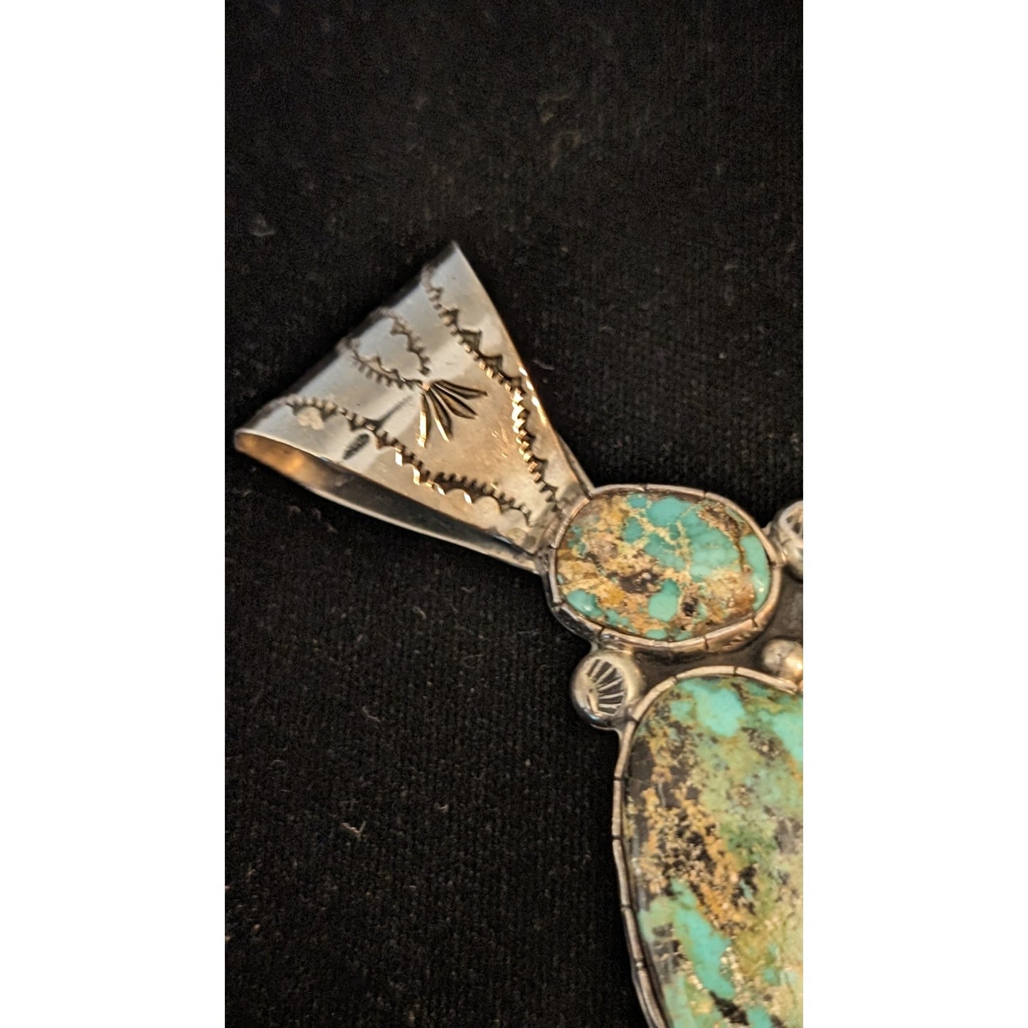 Sterling Silver Lee Bennett 4 Stone Turquoise Navajo Native American Pendant 38g