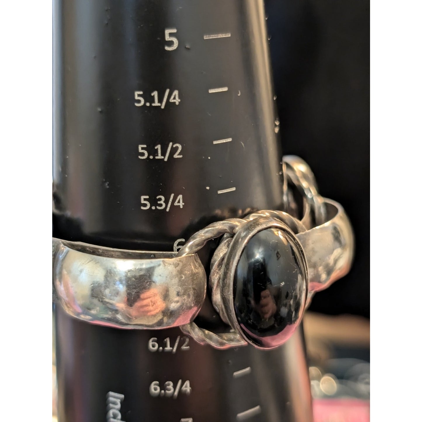 Signed P.Y. Mexico Vintage Sterling Bezel Set Black Stone Chunky Link Bracelet