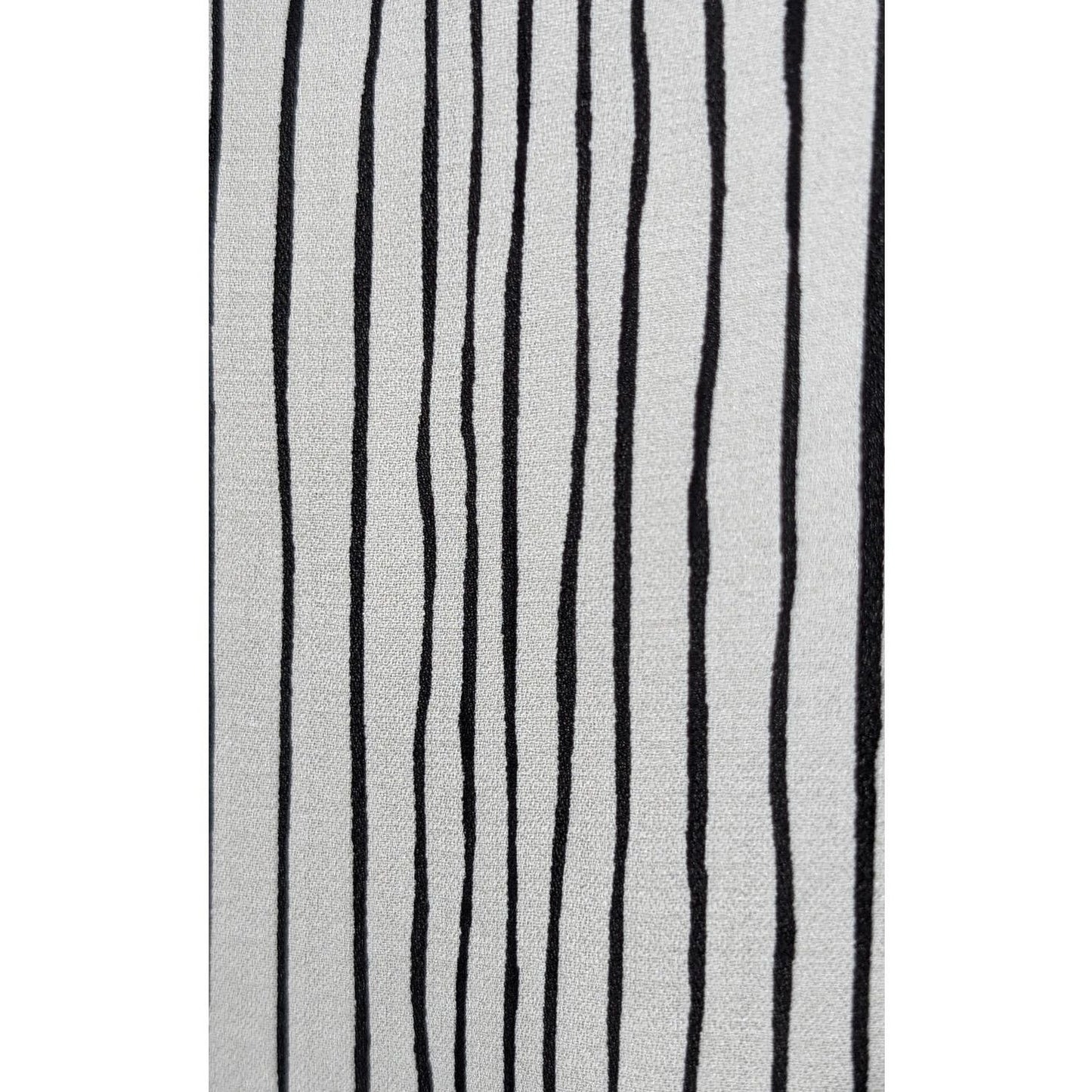 Eileen Fisher Linear Printed Silk Bateau Neck Long Shell Bone/Black Womens Sz XS