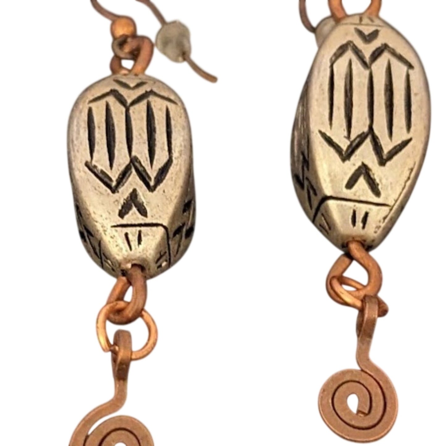 Bold Silver & Copper Tone Bohemian Tribal Mixed Metal Earrings