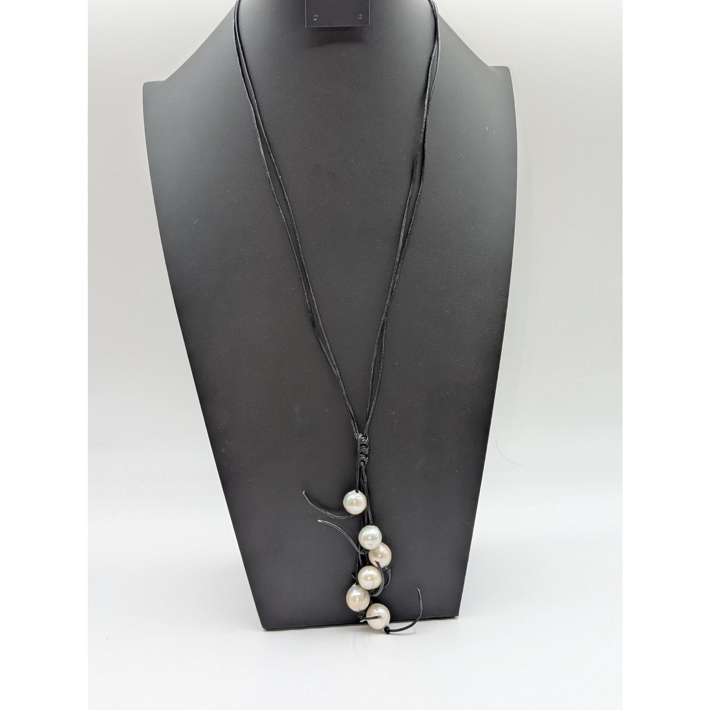 Boho 925 Sterling Silver Hook Clasp Double Corded Fringe Pearl Drop Necklace
