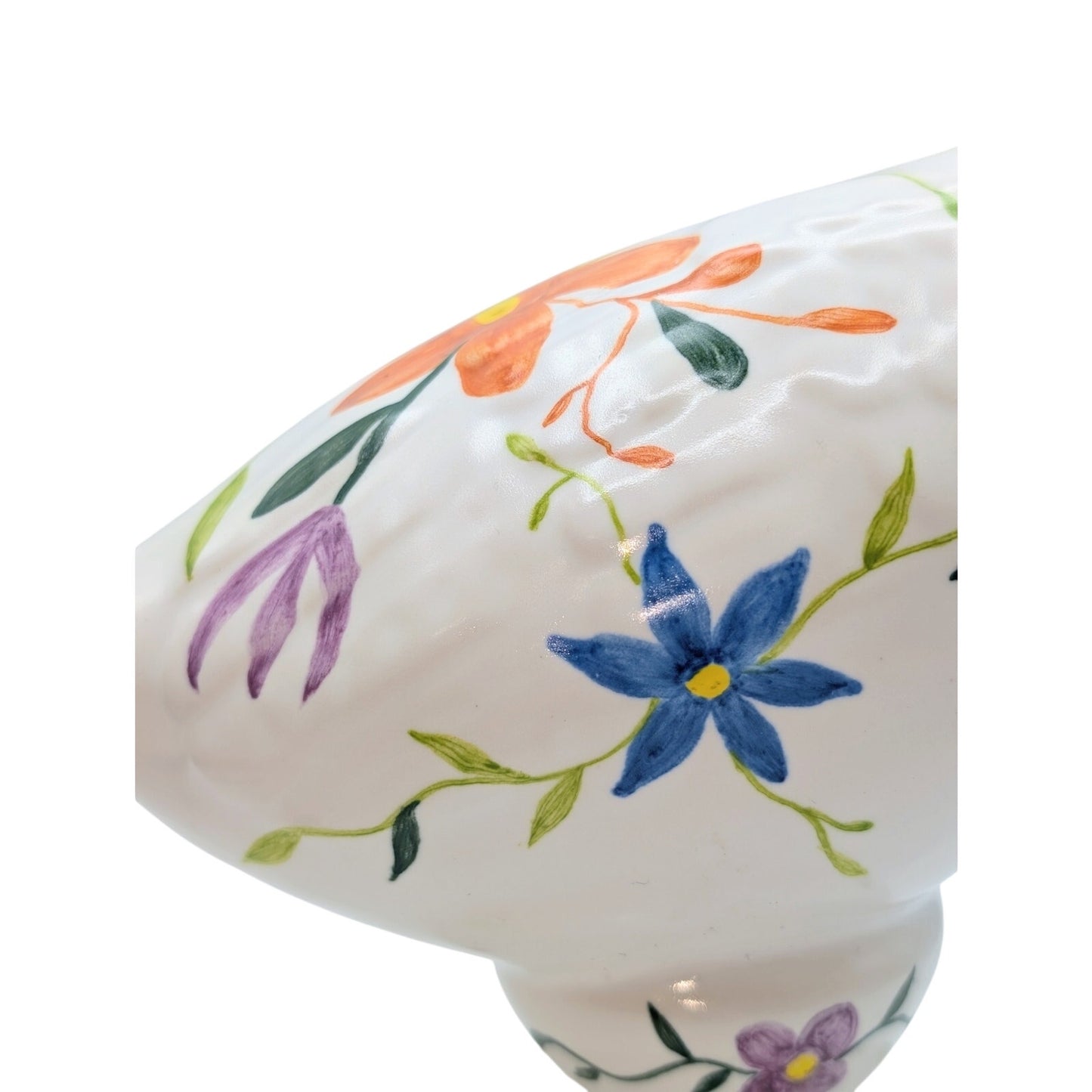 White Multi-Colored Painted Bird Figurine