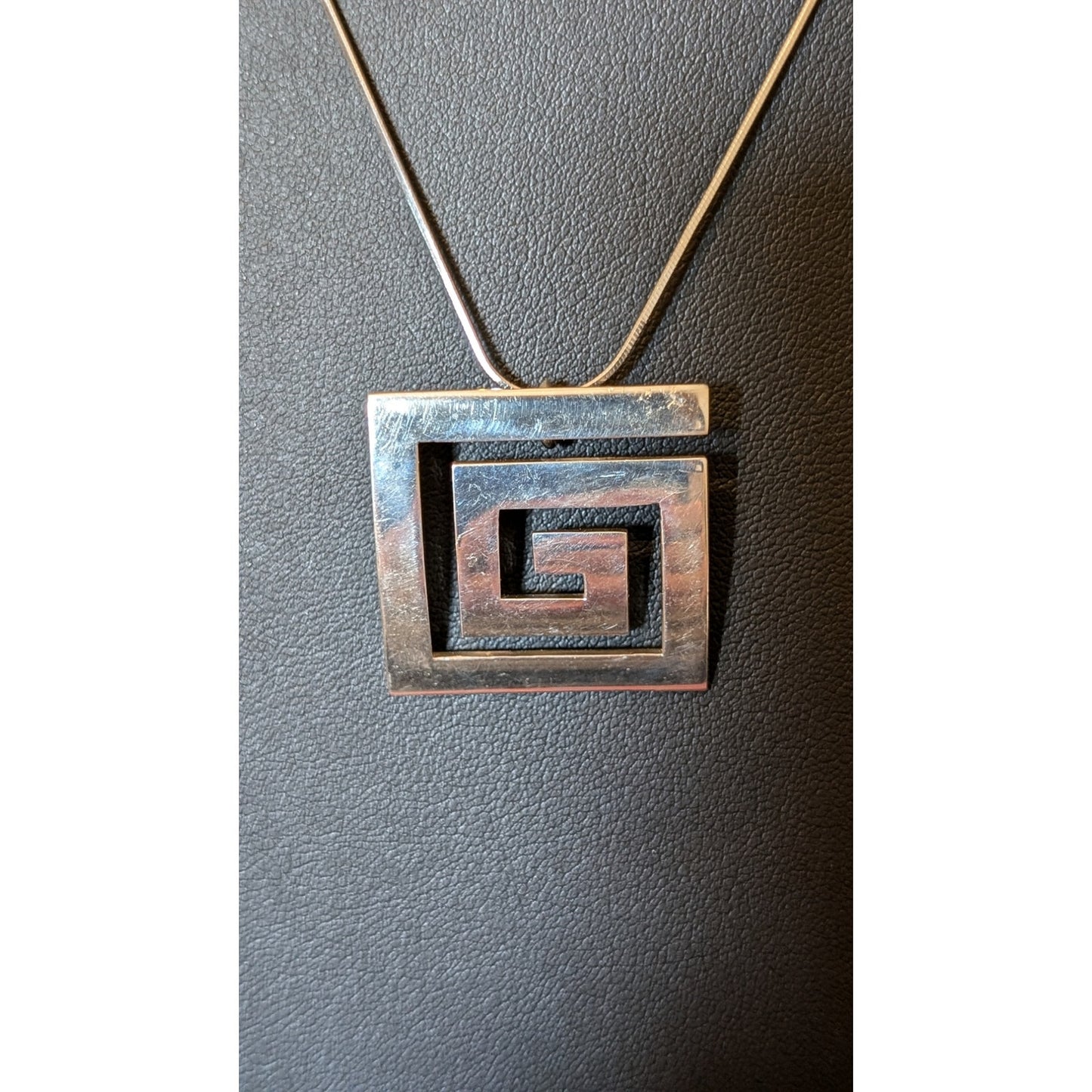 Sterling Silver Greek Key Mexico 925 Pendant & 20" Chain Necklace