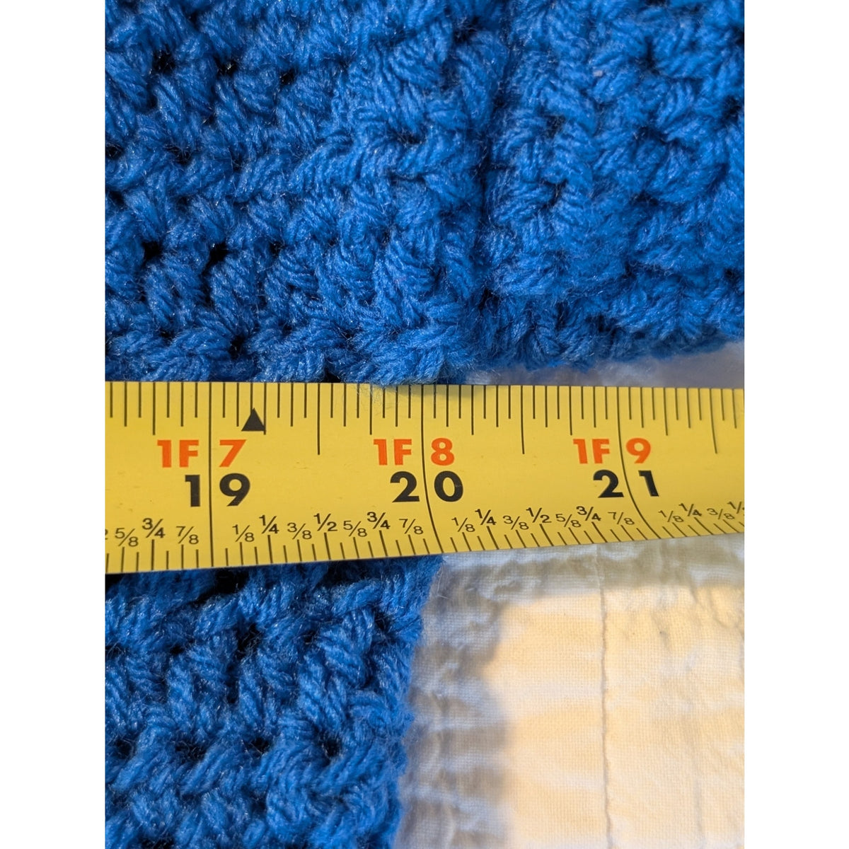 Hand Made Crocheted Loose Knit Nautical Blue Crew Neck Sweater Size Approx. L