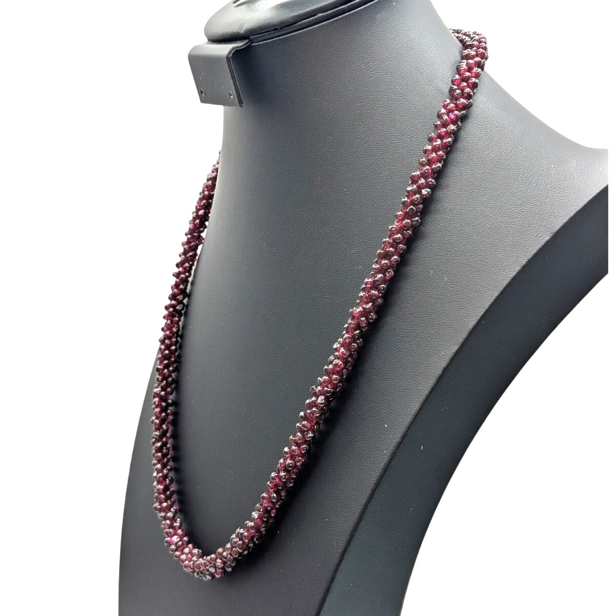 Estate Vintage Woven Rope Purple Garnet Seed Bead 25" No Clasp Necklace
