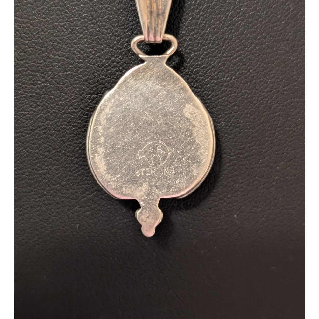 VTG Running Bear- Navajo Sterling Silver Blue Opal Pendant with Box Chain