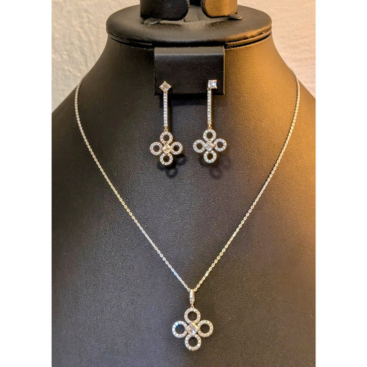 Signed Daniel K DANI 'Clover' Drop Earrings & Pendant Necklace Set