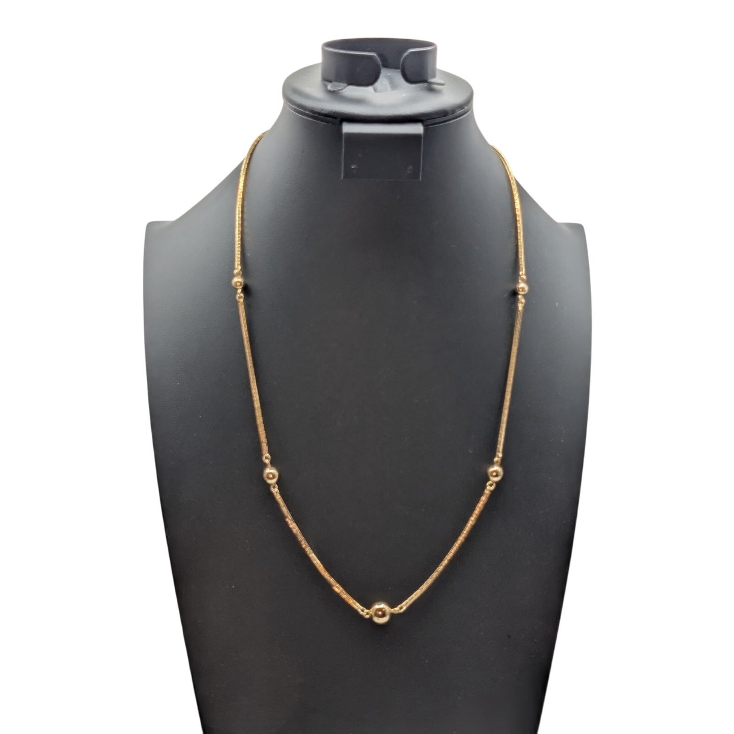 VTG 70s Avon Shiny Gold Rectangle Link Gold Tone Graduated Ball Bead Necklace