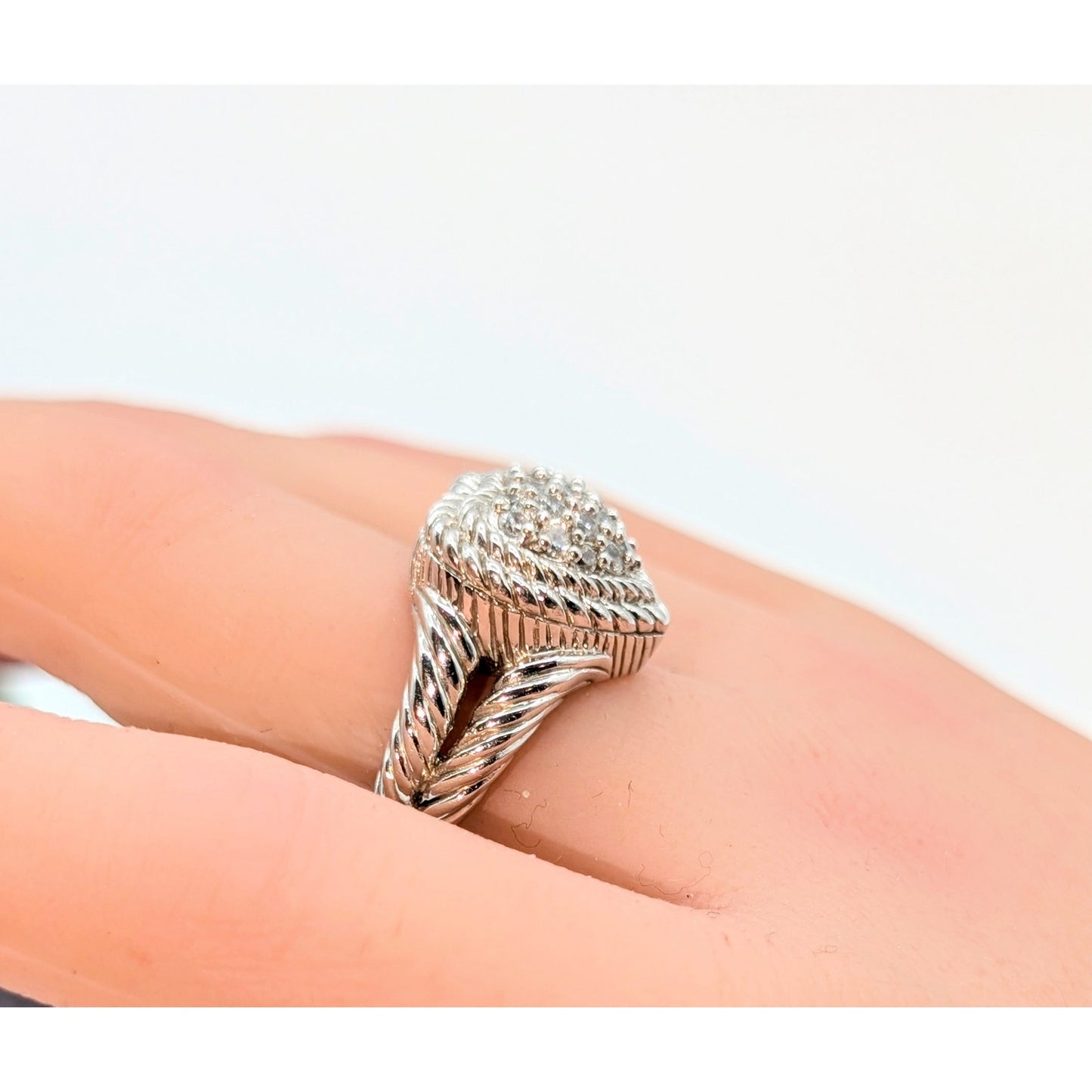 Judith Ripka: Sterling Silver, CZ Heart 9.0 g Ring-Sz. 5.75