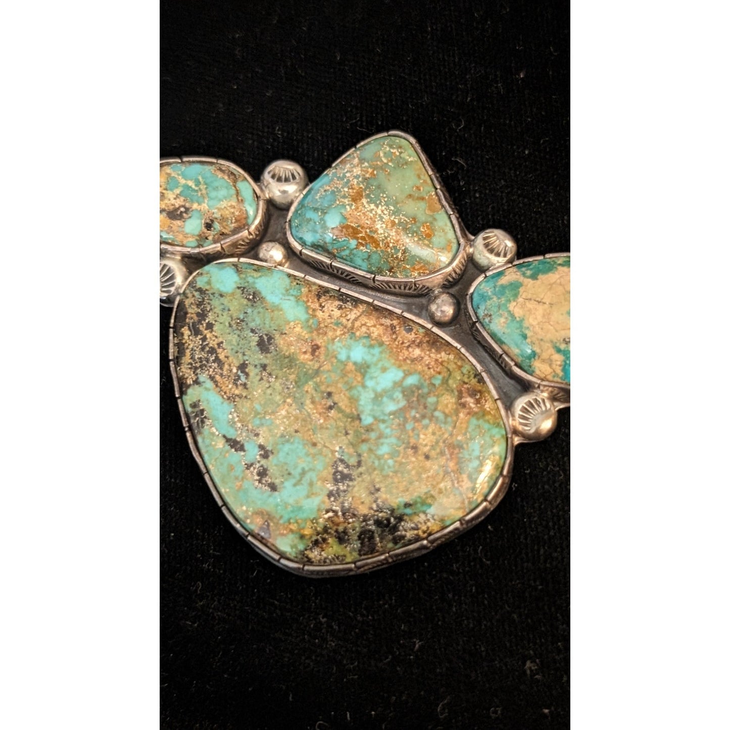 Sterling Silver Lee Bennett 4 Stone Turquoise Navajo Native American Pendant 38g