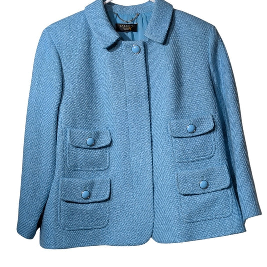 Talbots Black Label Robin's Egg Blue Mid-Century Style Wool Jacket Sz Approx L P