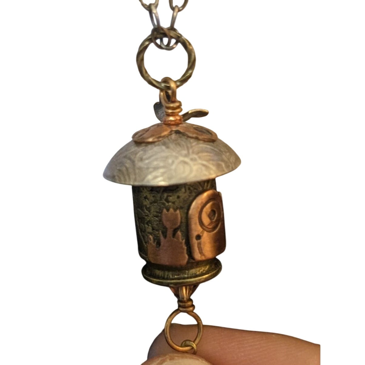 Tri-Metal Federal Gap 45 Ammo Butterfly Birdhouse Pendant on 925 & Crystal Chain