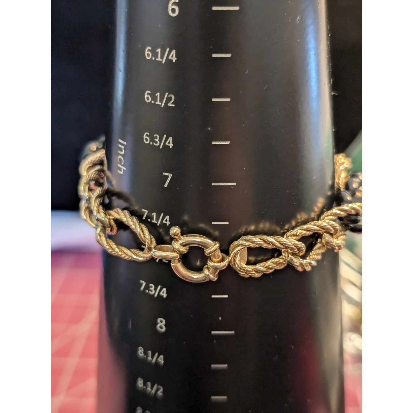 14k Twisted Gold & Black Chain Link Bracelet w/ Mariner's Clasp