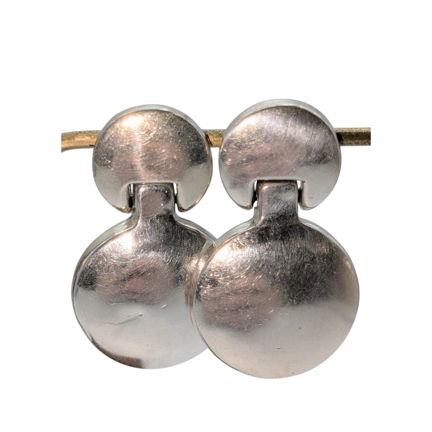 Vintage Taxco 925 Sterling Silver Round Doorknocker Pierced Earrings 27.22g