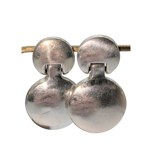 Vintage Taxco 925 Sterling Silver Round Doorknocker Pierced Earrings 27.22g