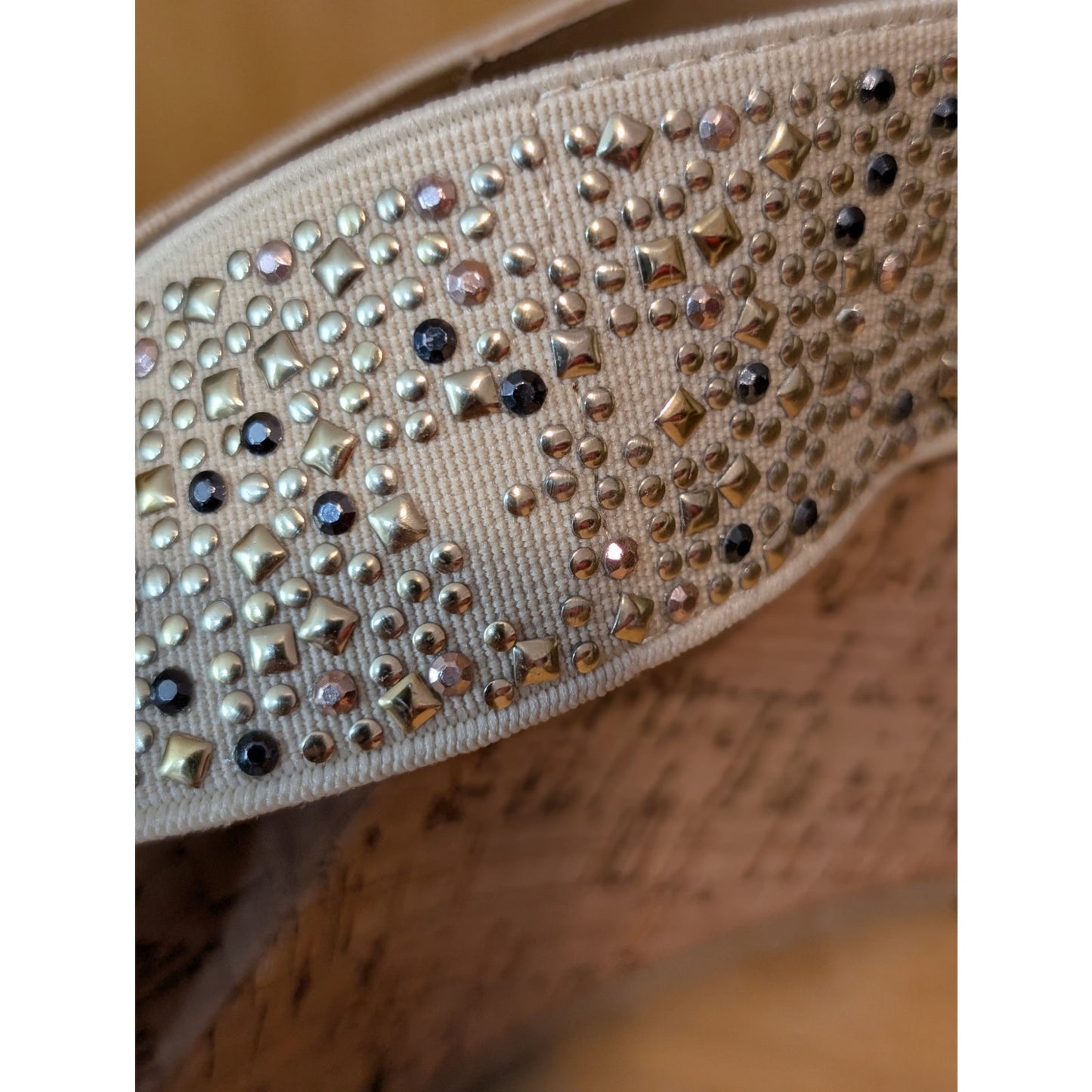 Corkys Summit Metallic Studs Criss Cross Wedge Open Toe Sandals Size 8