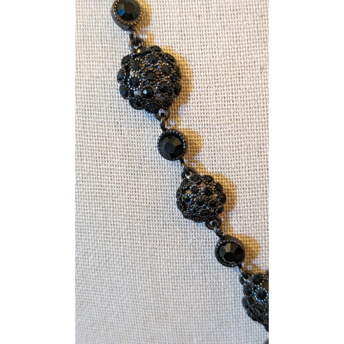 Black Crystal Bead Gun Metal 'Y' Drop 17"-19" Necklace