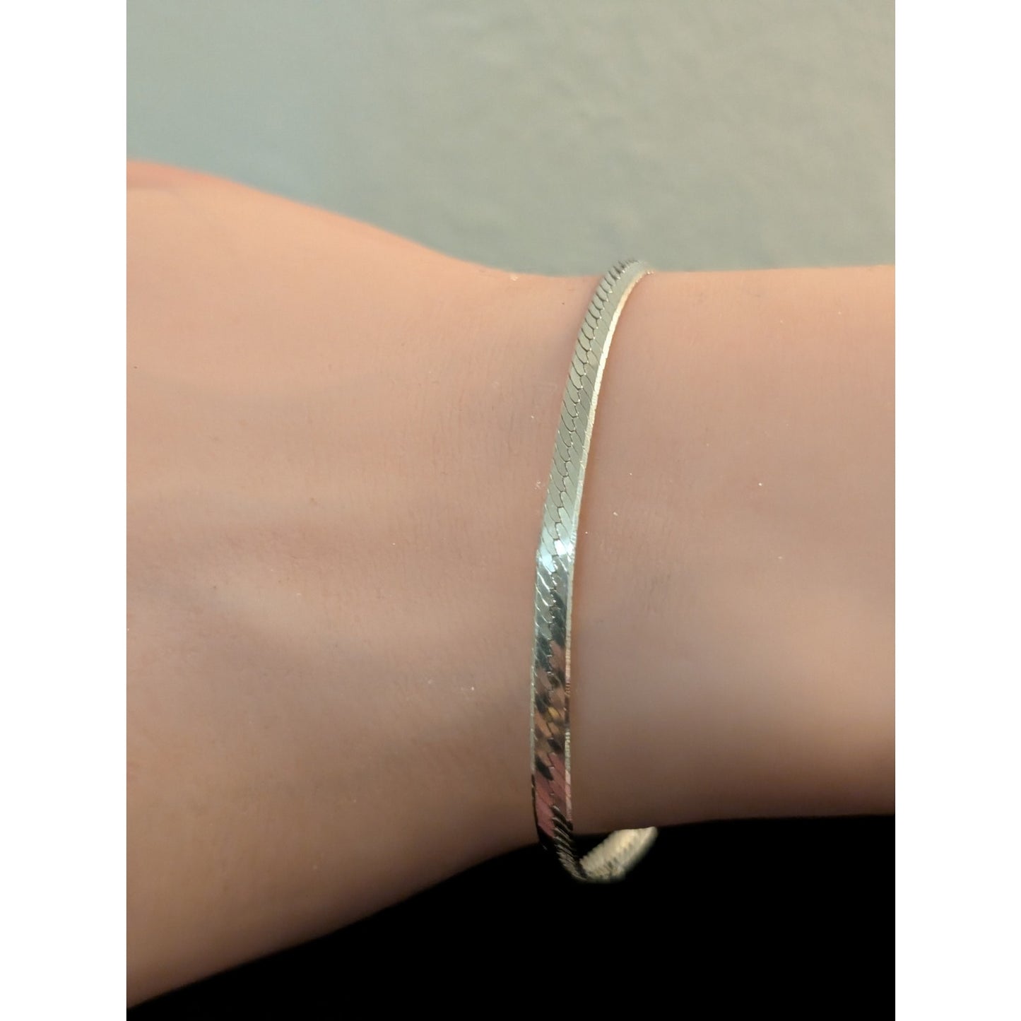 925 Sterling Silver Herringbone Chain Bracelet