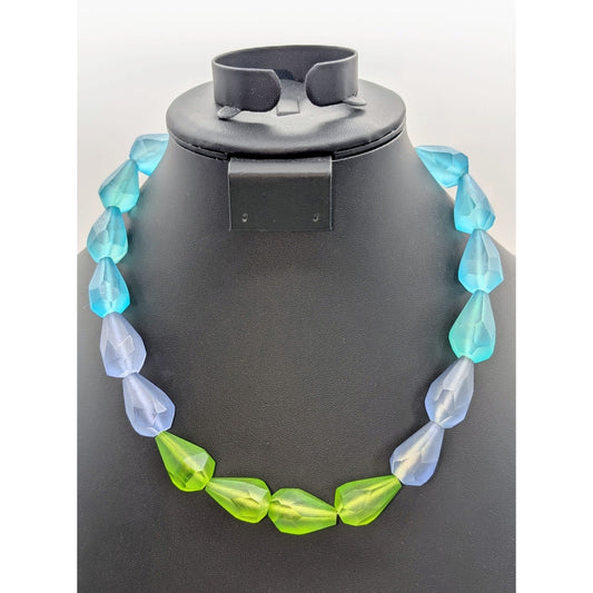 Perfect for Spring Blue Purple Green Resin Bead Lightweight 17"-20" Necklace