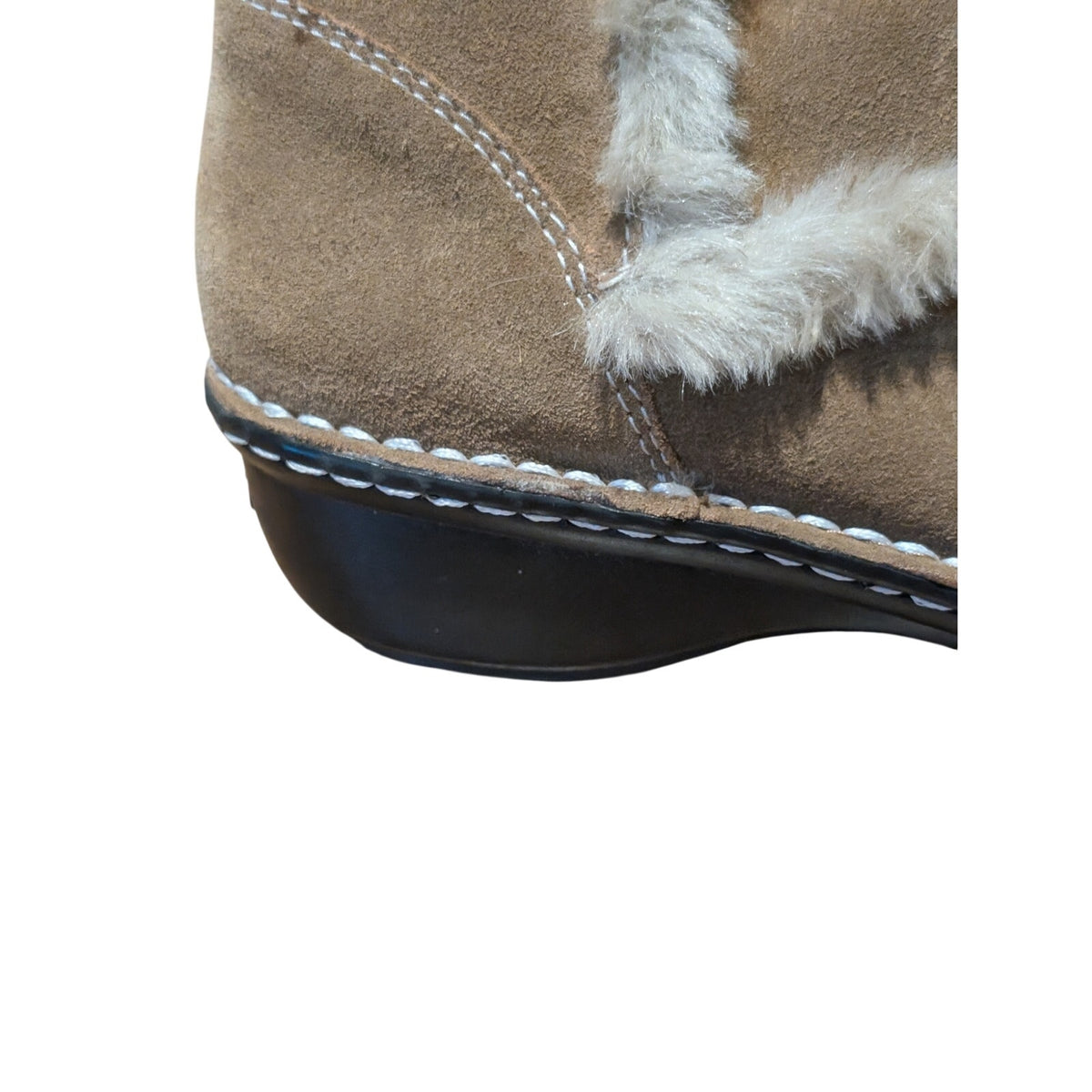 Anne Klein Akkanga Natural Tan Fur Trim Side Zip Boots Womens Size 7.5M