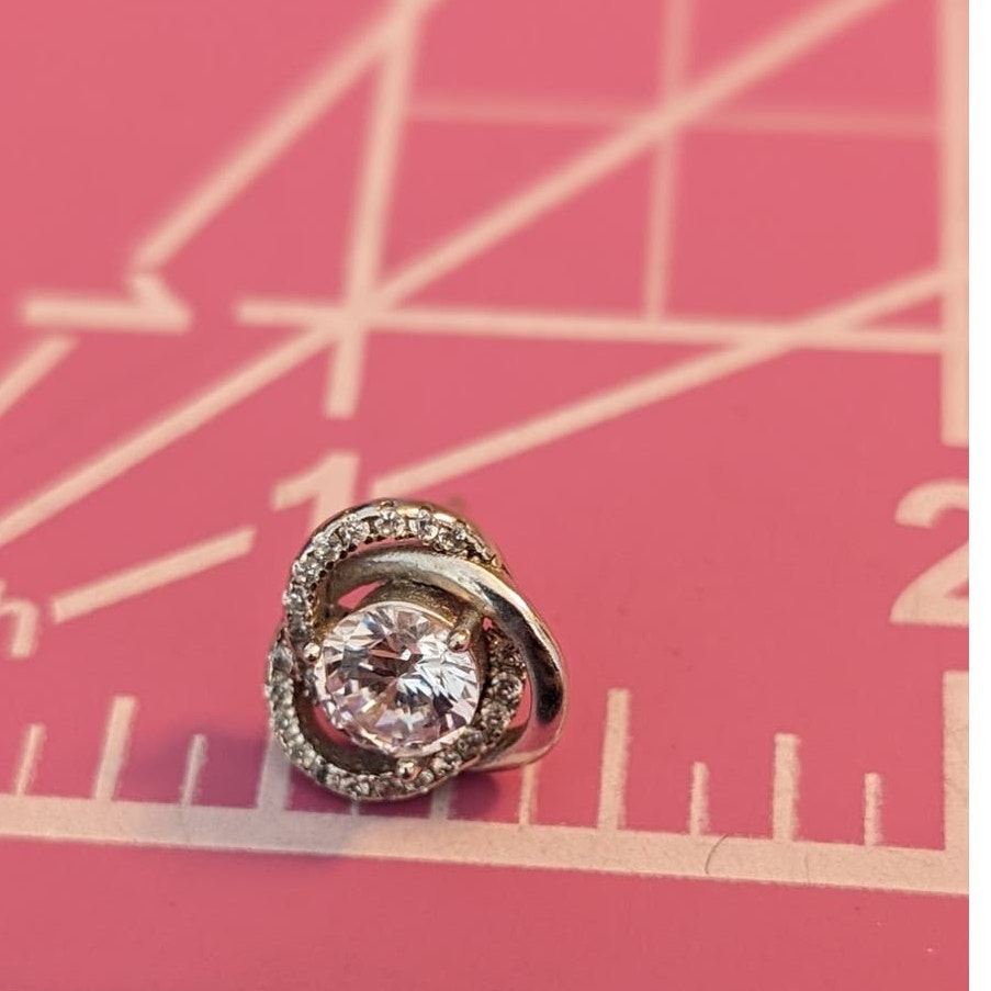Marked IBB CH 925 Sterling CZ Swirl Post Earrings