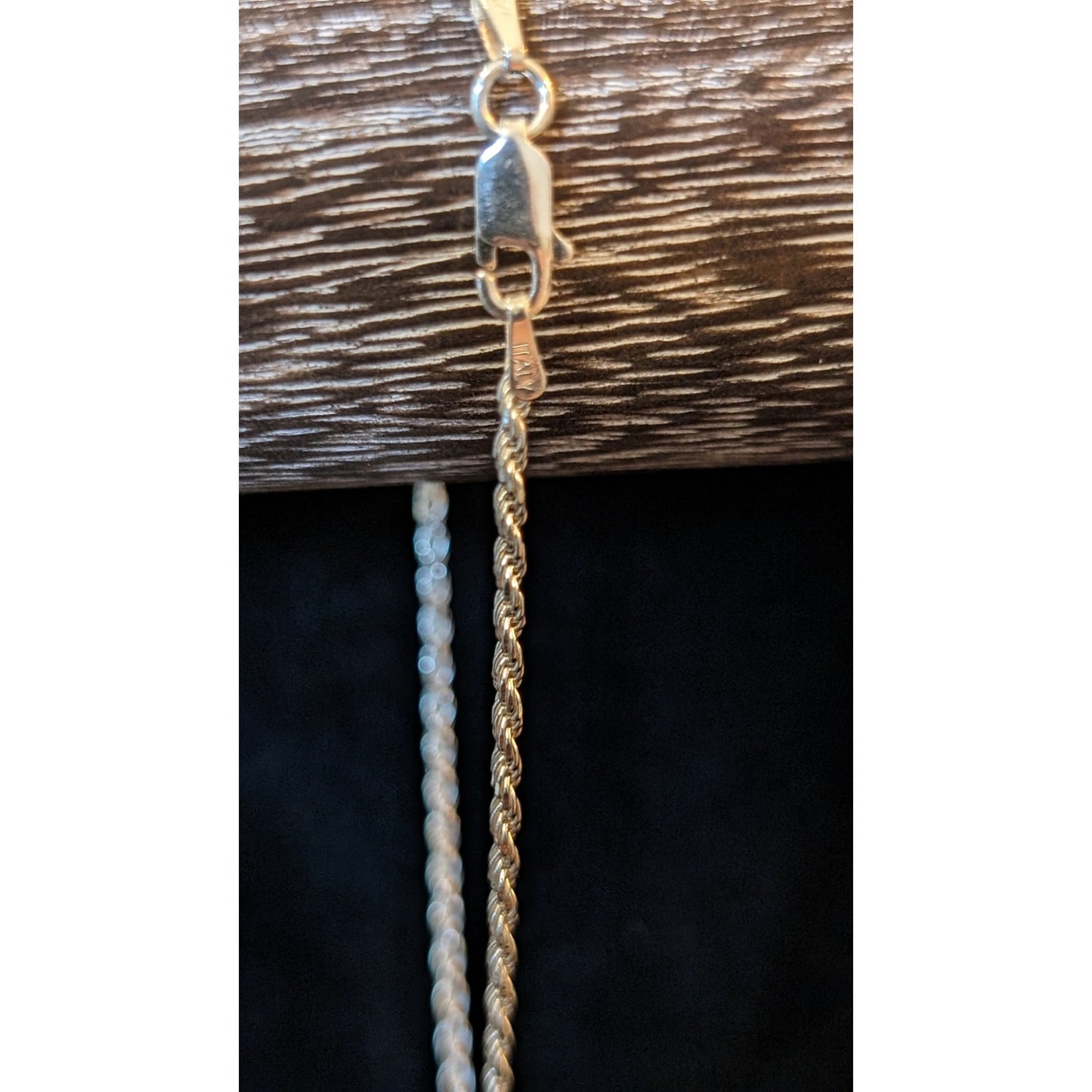 925 Italy Sterling Silver 1.5mm Silver Rope Chain Lobster Claw 8.75" Bracelet