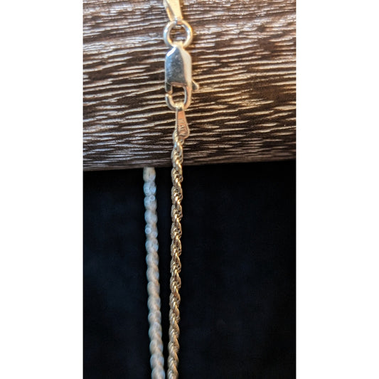 925 Italy Sterling Silver 1.5mm Silver Rope Chain Lobster Claw 8.75" Bracelet