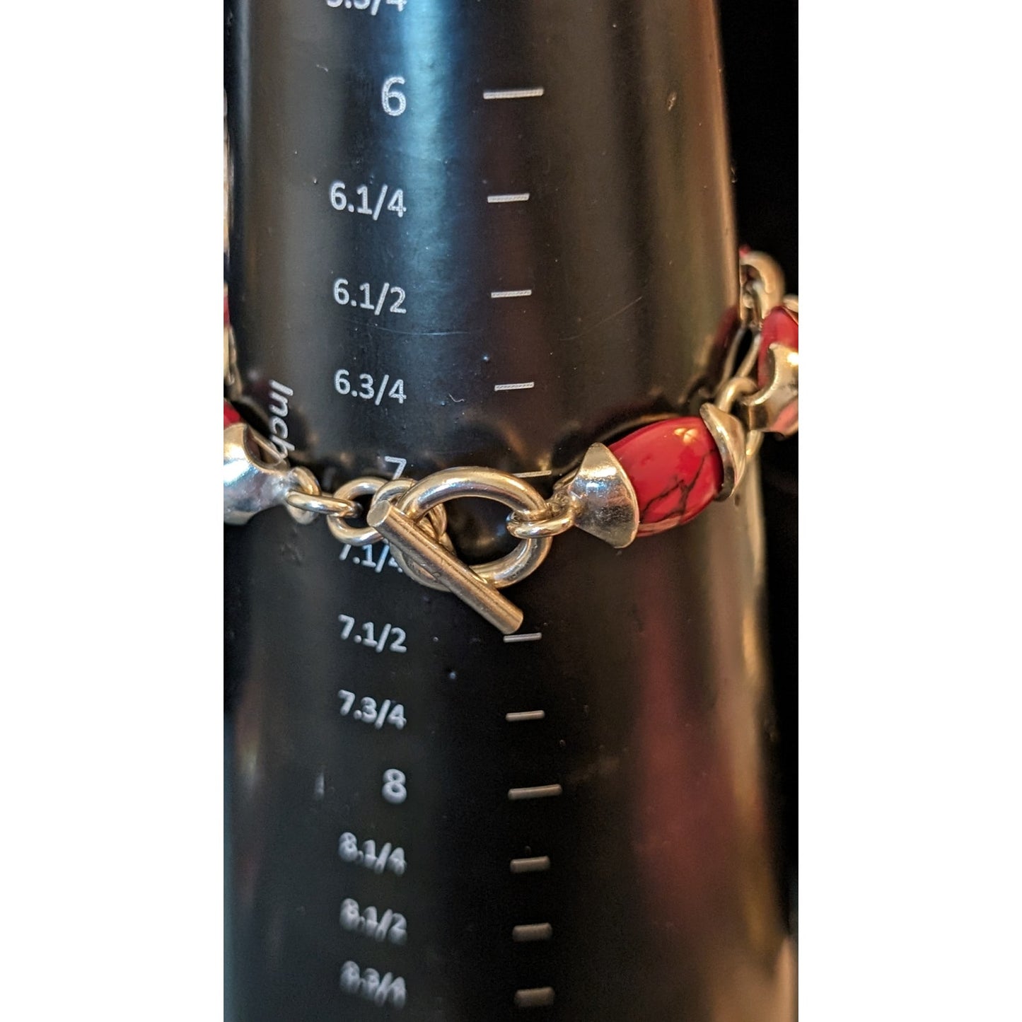 Mexican Red Jasper 925 Sterling Silver Toggle Bracelet
