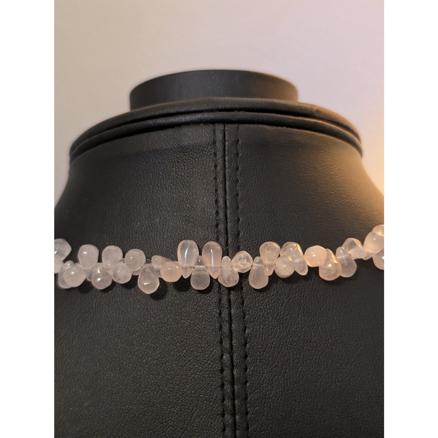 Silpada Retired Pink Rose Quartz Teardrop Stone 925 Sterling Silver Necklace