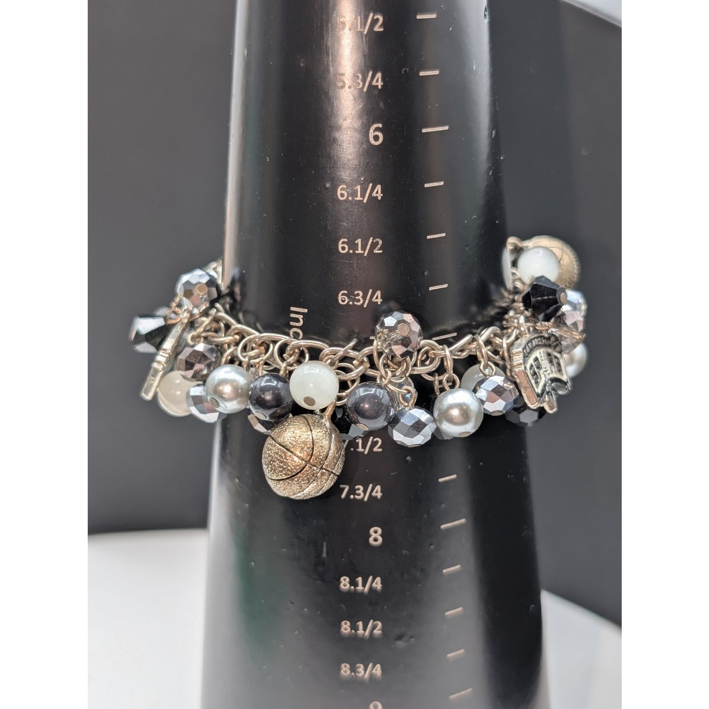 Silver Tone Spurs Basketball Cha Cha Bracelet