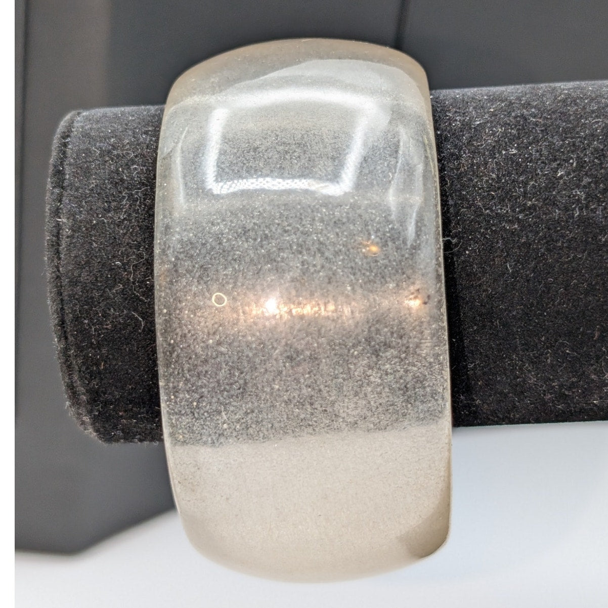 Vintage Clear Shimmer Translucent Lucite 1.5" Wide Bangle Bracelet